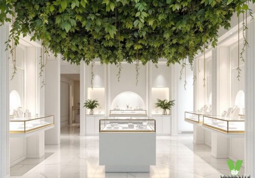dalle vegetale plafond décoration pour magasin boutique de luxe