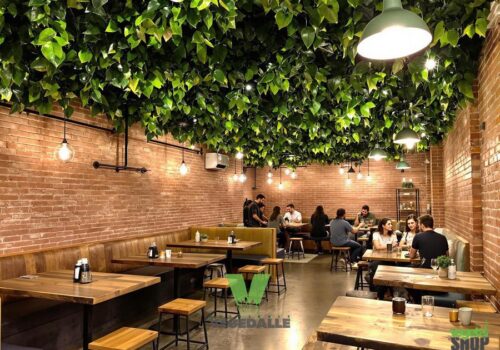 décoration cantine plafond vegedalle vegetal shop